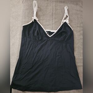 Mango black camisole with off white semi-adjustable straps